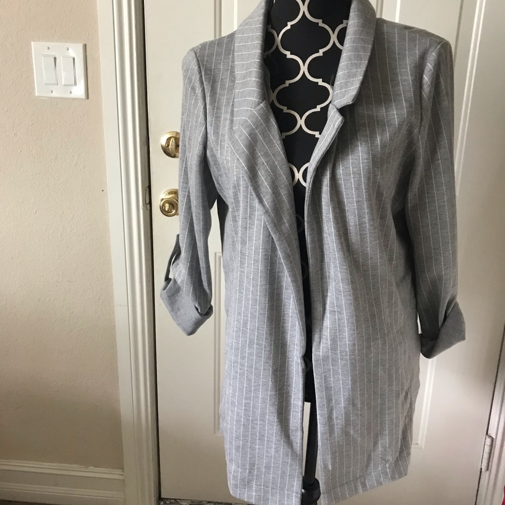 Gray Pinstripe Blazer